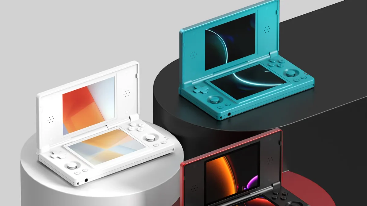 Anbernic RG DS dual-screen Android handheld with clamshell design