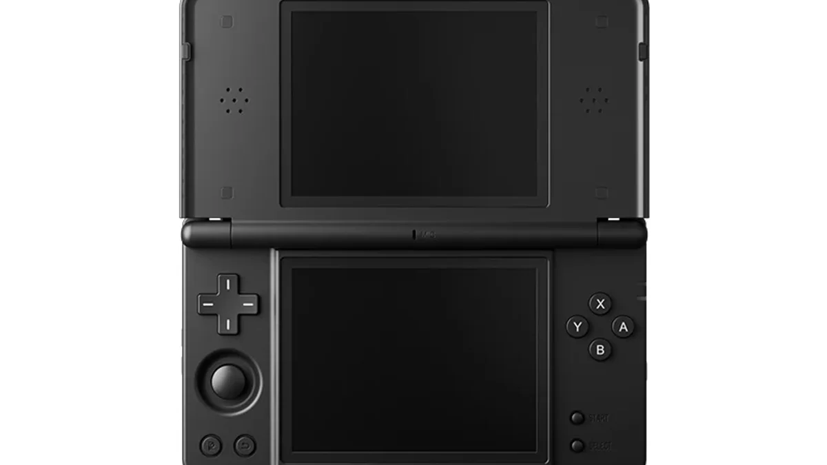 Anbernic RG DS Plus black dual-screen Linux clamshell handheld with stylus slot