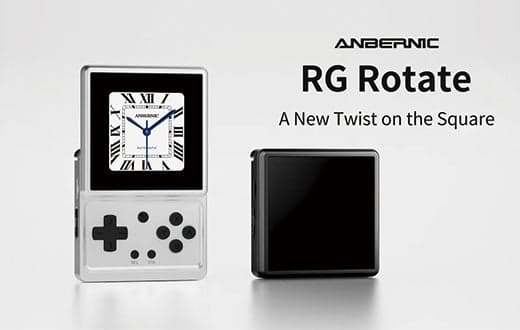 Anbernic RG Rotate handheld with swivel screen in Aurora Silver color