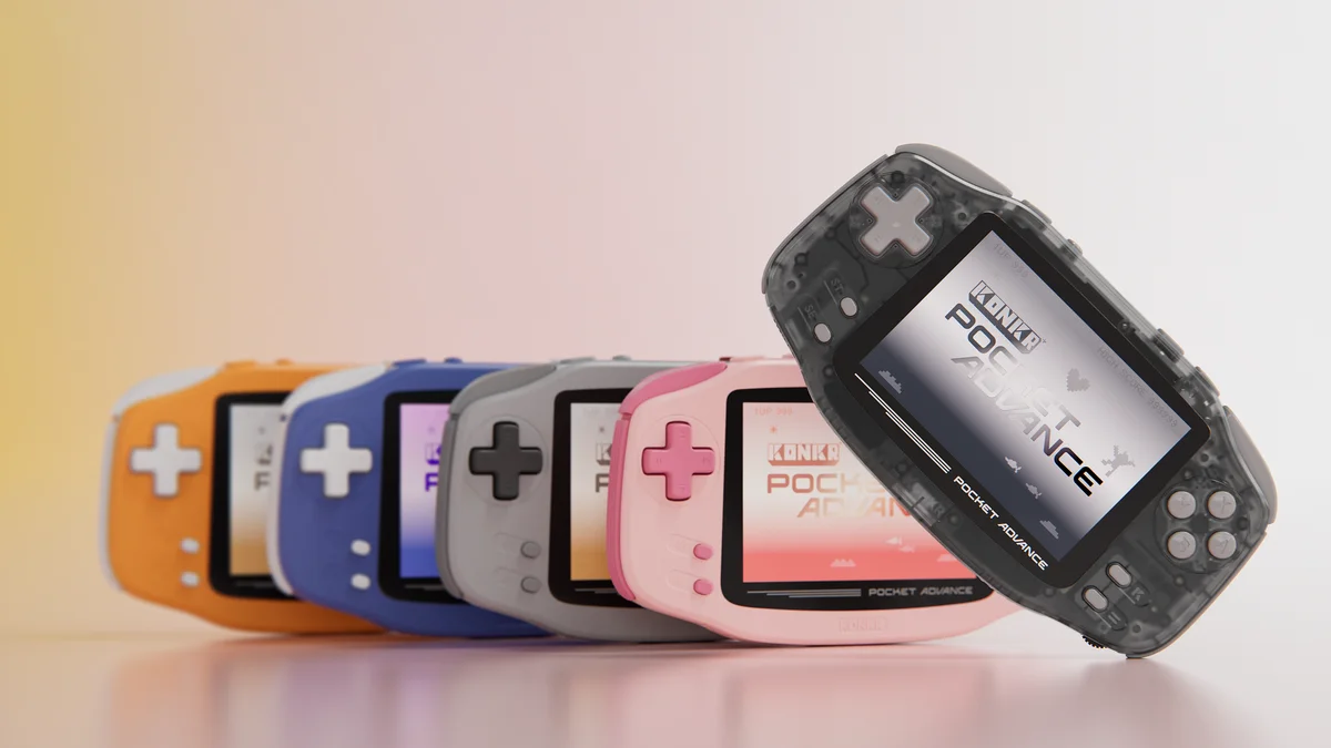 KONKR Pocket Advance GBA-form handheld compared with Anbernic RG SP